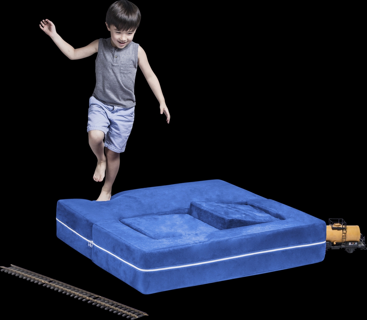 Kids Cubblie Blue Convertible Loveseat and Ottoman - Thumbnail - Image 3