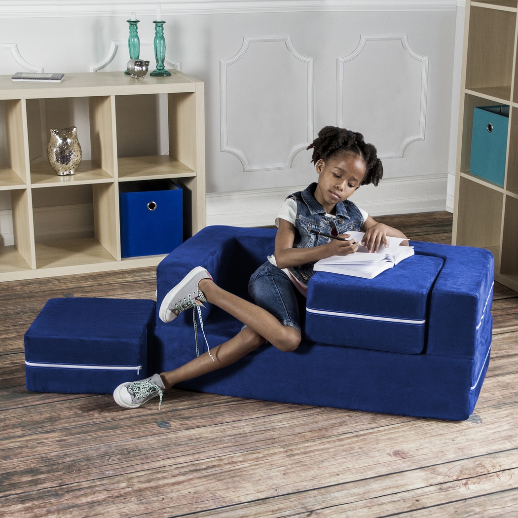 Kids Cubblie Blue Convertible Loveseat and Ottoman - Thumbnail - Image 7