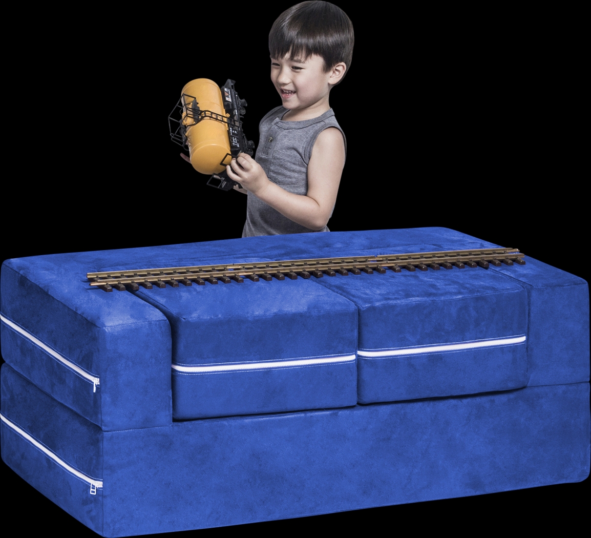 Kids Cubblie Blue Convertible Loveseat and Ottoman - Thumbnail - Image 1