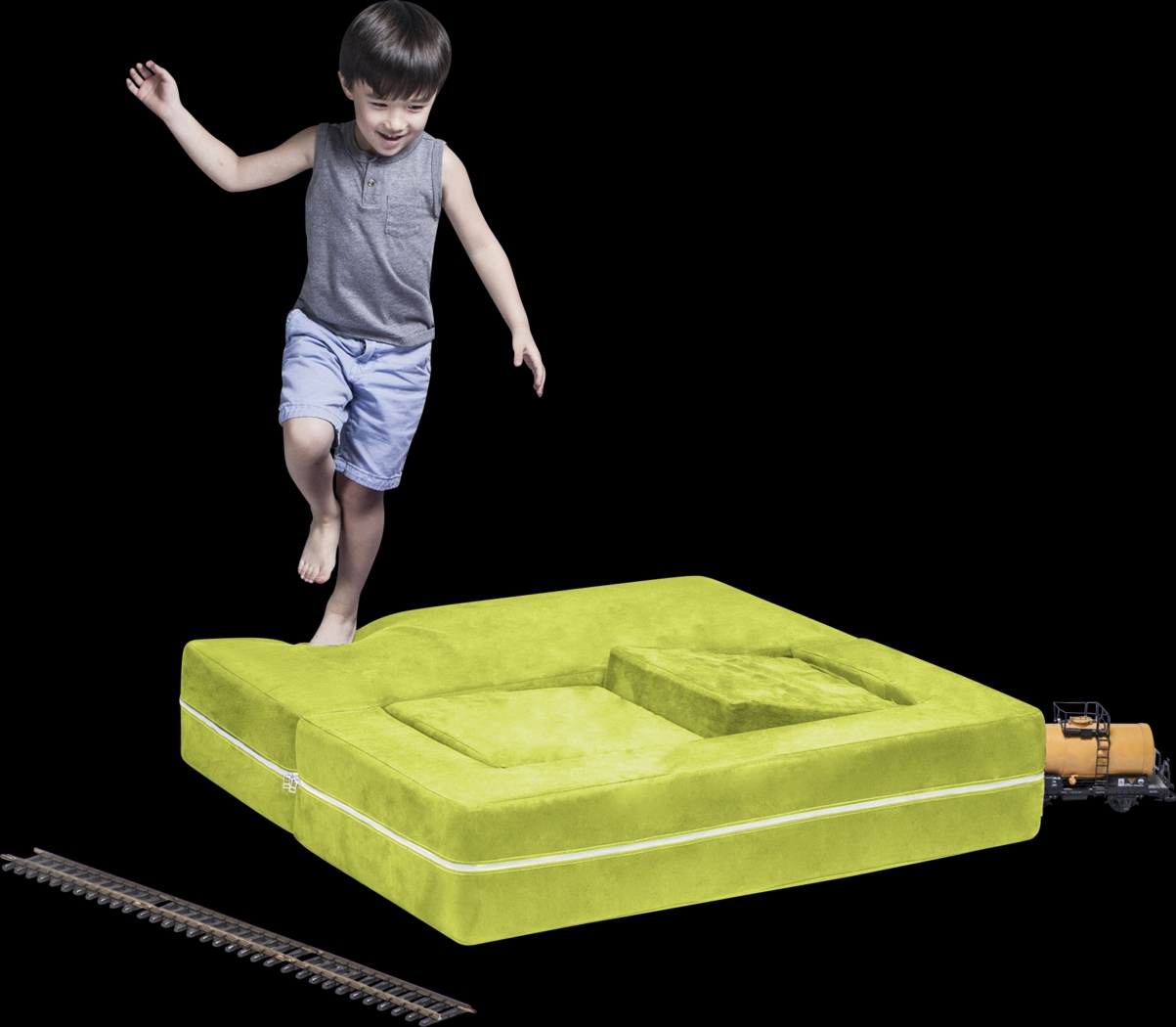 Kids Cubblie Green Convertible Loveseat and Ottoman - Thumbnail - Image 3