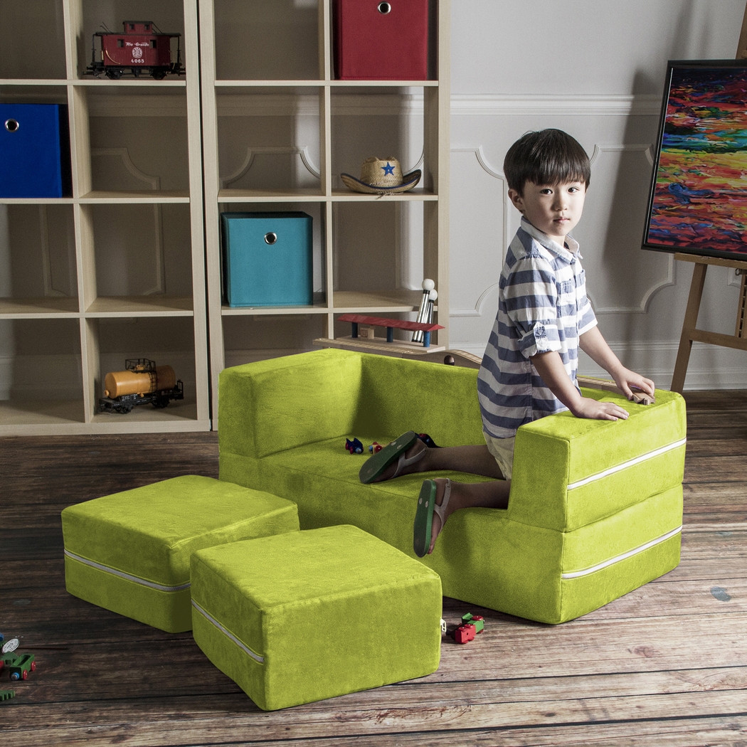 Kids Cubblie Green Convertible Loveseat and Ottoman - Thumbnail - Image 4
