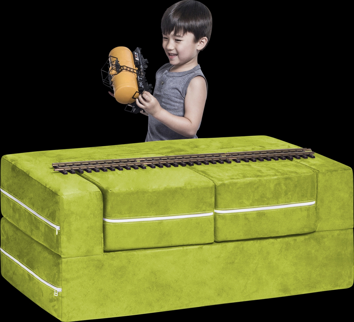 Kids Cubblie Green Convertible Loveseat and Ottoman - Thumbnail - Image 1