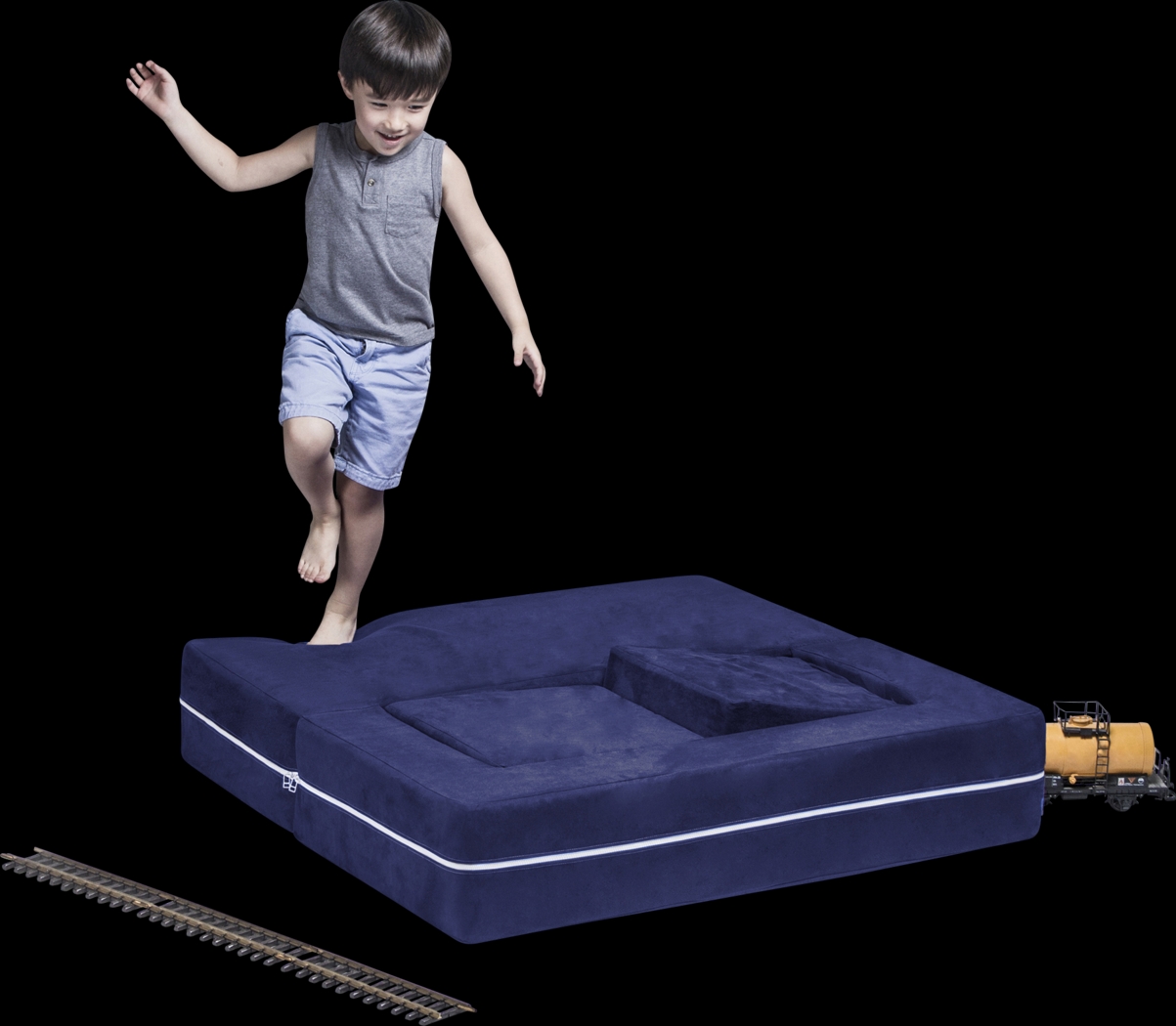 Kids Cubblie Navy Convertible Loveseat and Ottoman - Thumbnail - Image 2