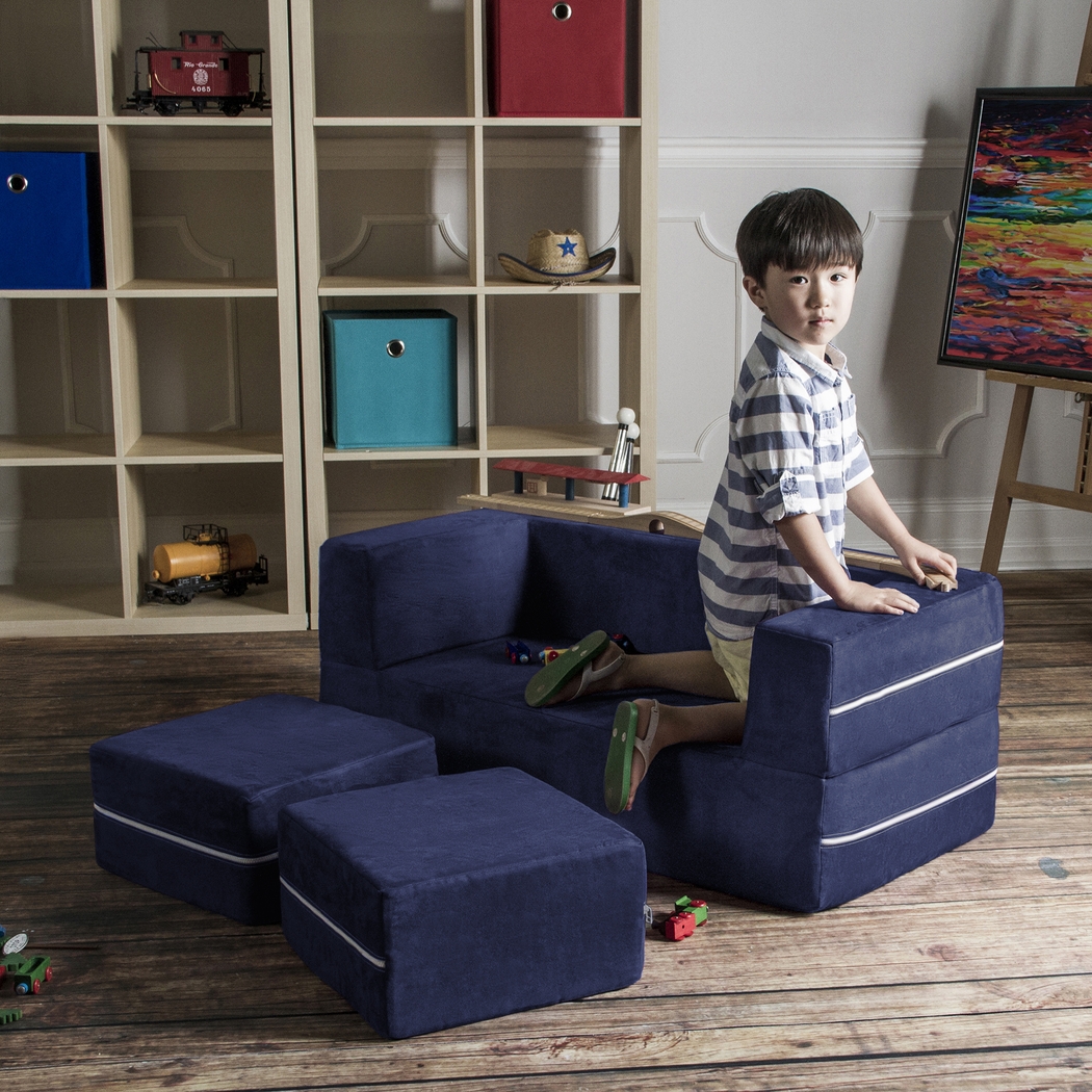 Kids Cubblie Navy Convertible Loveseat and Ottoman - Thumbnail - Image 3