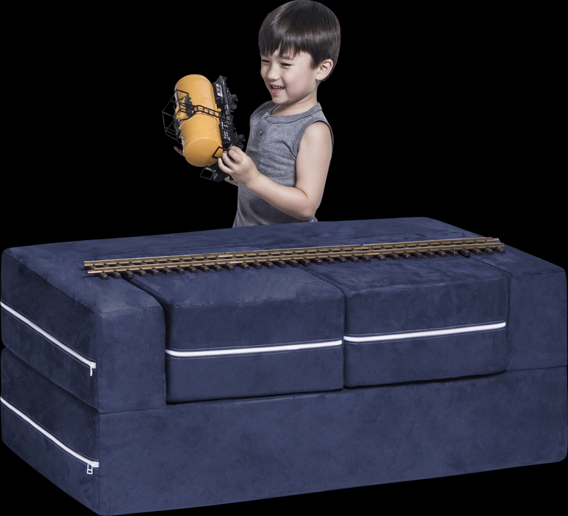 Kids Cubblie Navy Convertible Loveseat and Ottoman - Thumbnail - Image 1