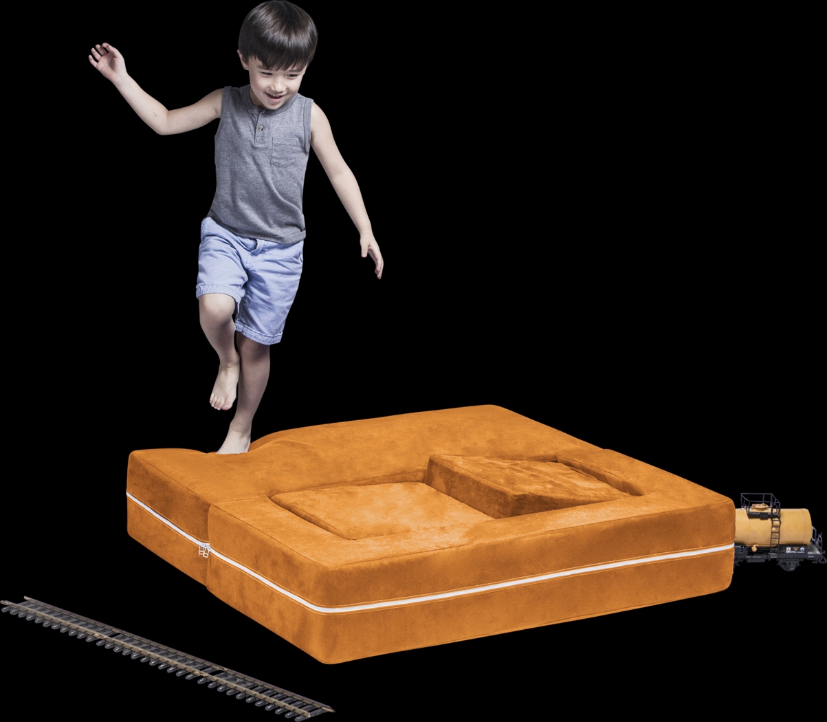 Kids Cubblie Orange Convertible Loveseat and Ottoman - Thumbnail - Image 3