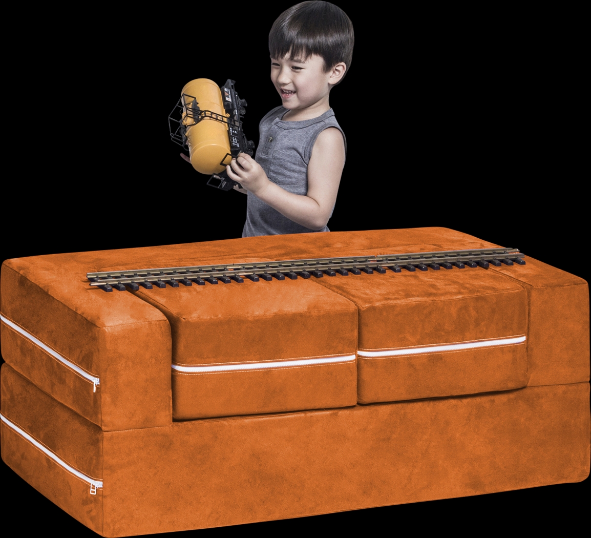 Kids Cubblie Orange Convertible Loveseat and Ottoman - Thumbnail - Image 1