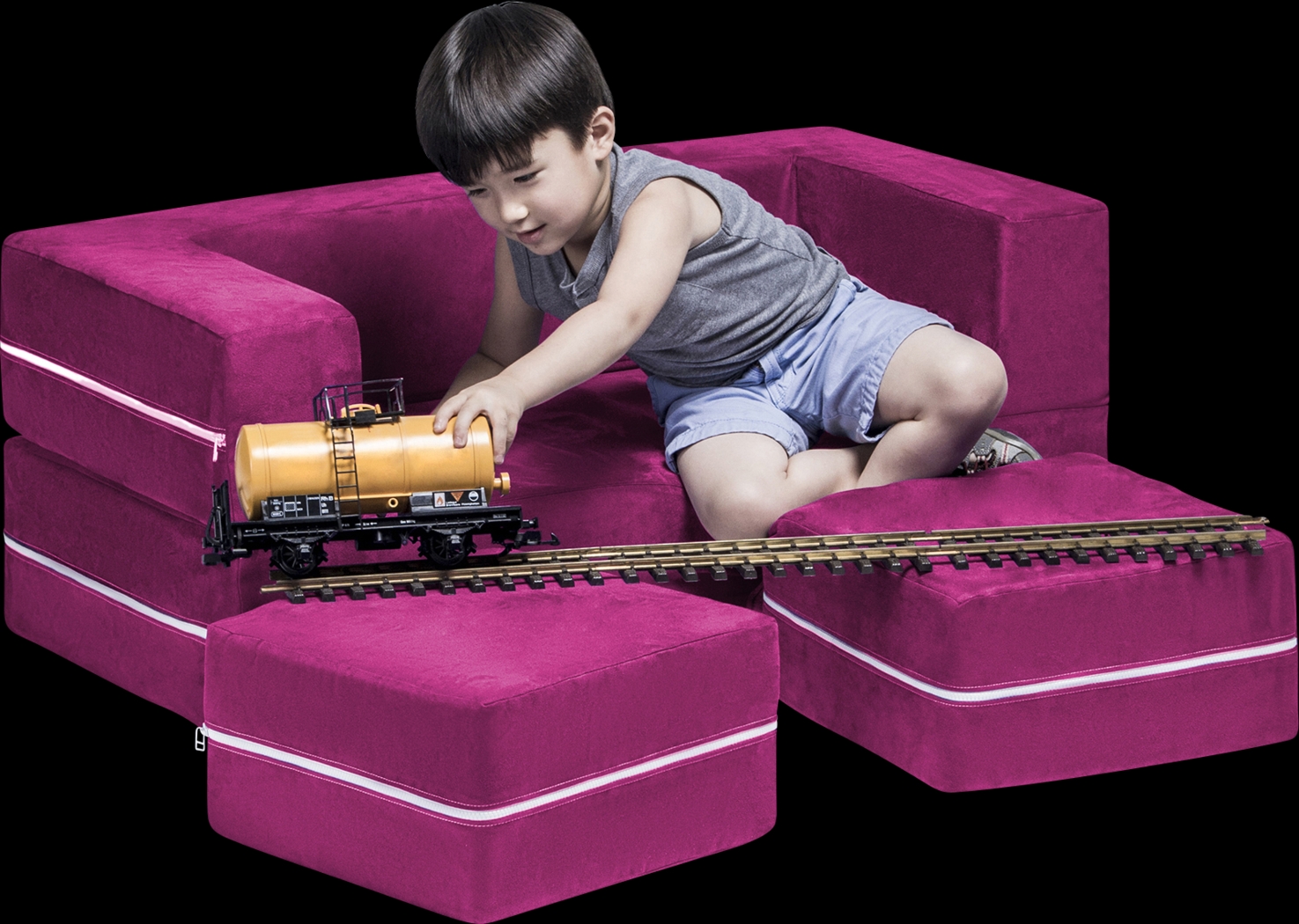 Kids Cubblie Pink Convertible Loveseat and Ottoman - Thumbnail - Image 2