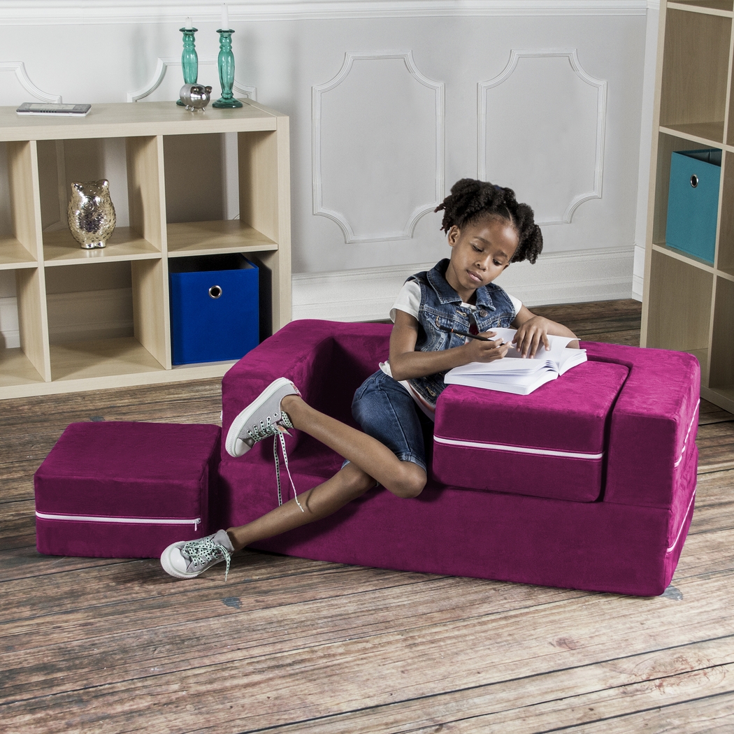 Kids Cubblie Pink Convertible Loveseat and Ottoman - Thumbnail - Image 7