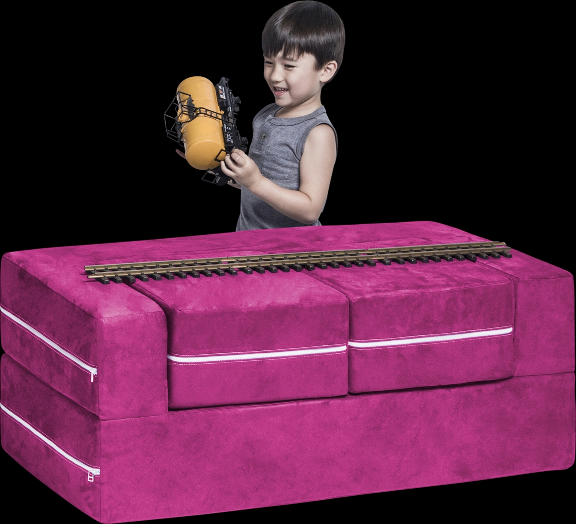 Kids Cubblie Pink Convertible Loveseat and Ottoman - Thumbnail - Image 1