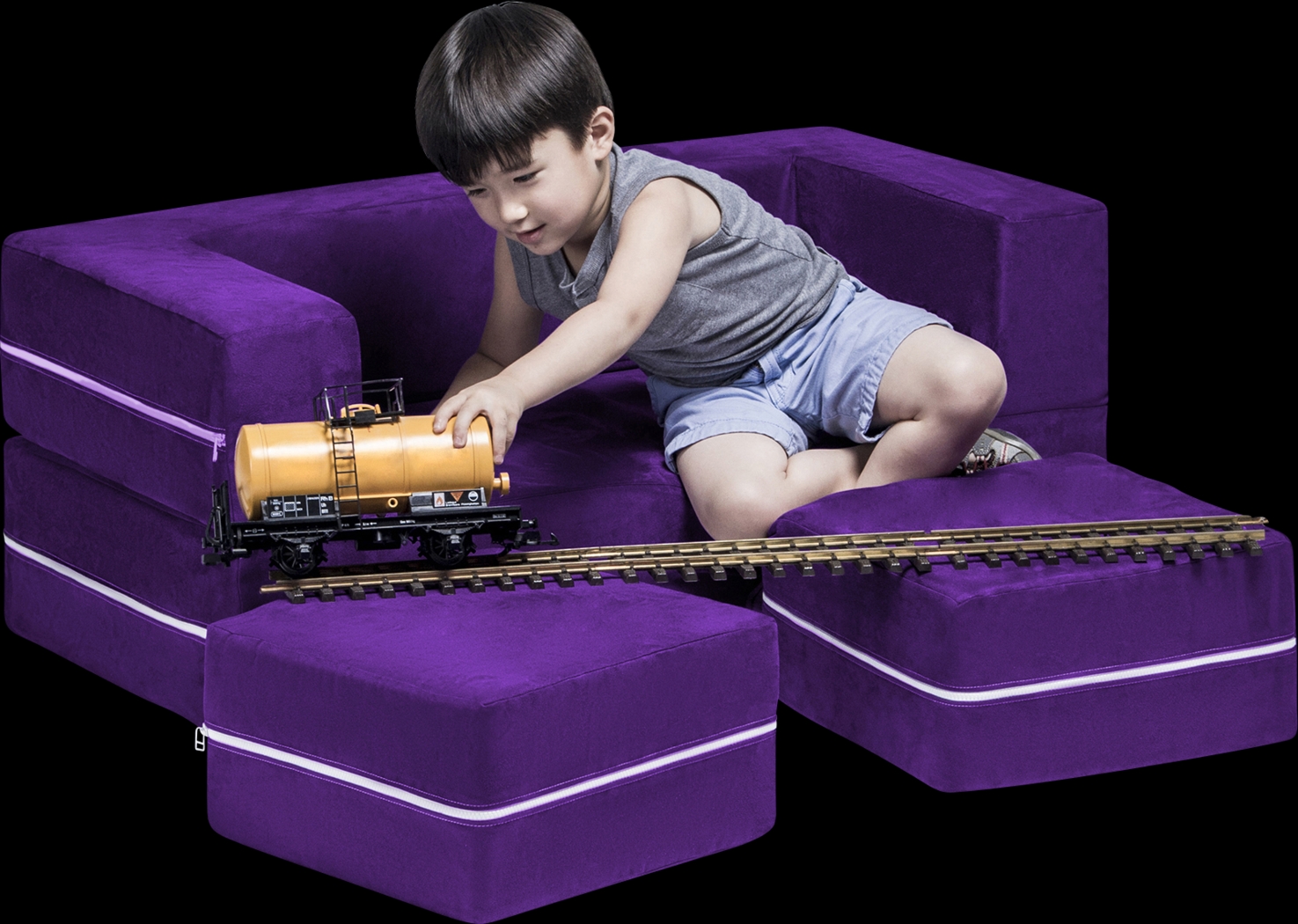 Kids Cubblie Purple Convertible Loveseat and Ottoman - Thumbnail - Image 2