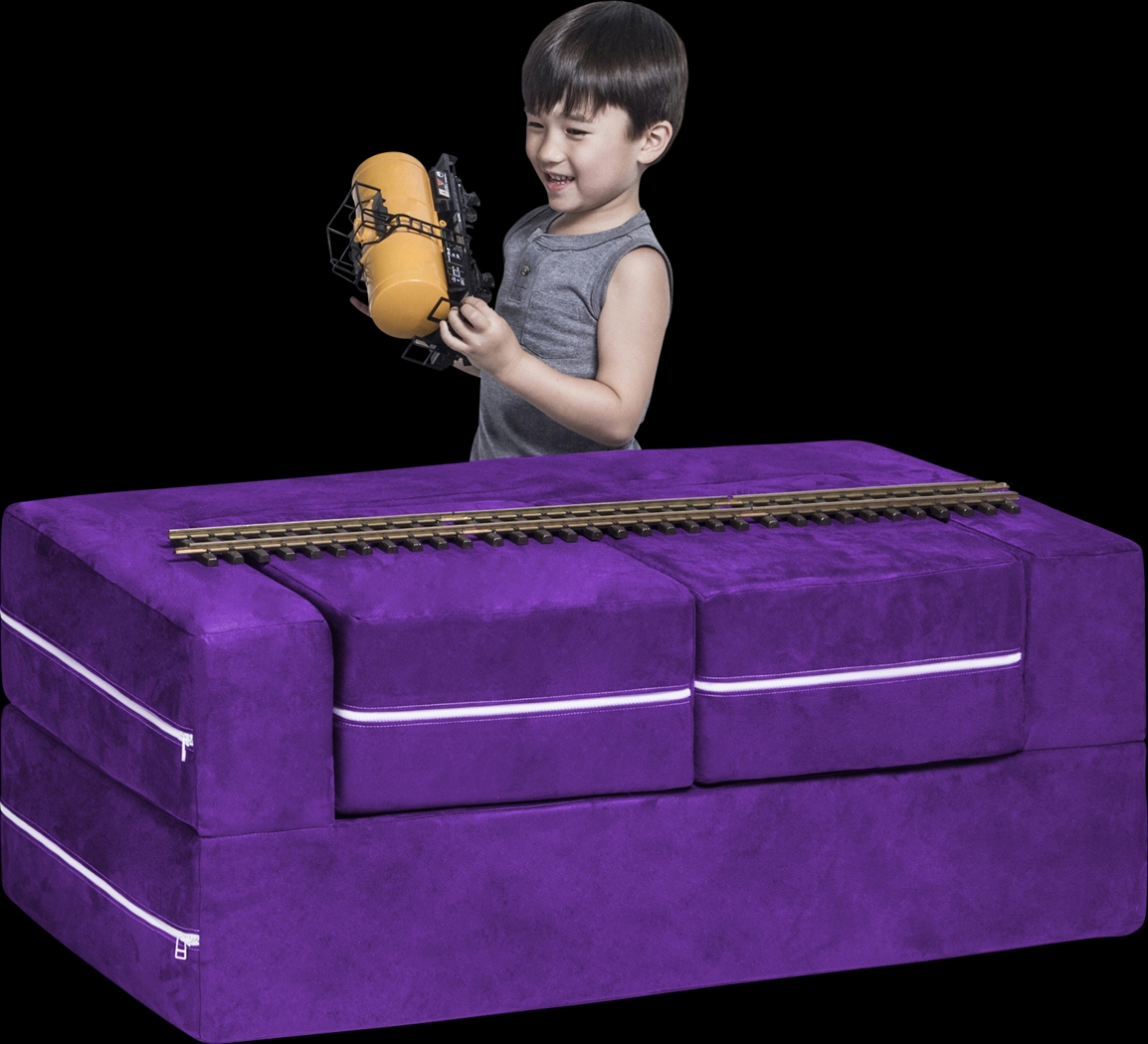 Kids Cubblie Purple Convertible Loveseat and Ottoman - Thumbnail - Image 1