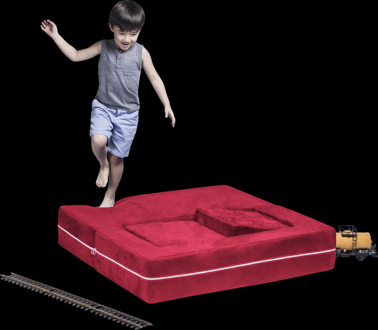 Kids Cubblie Red Convertible Loveseat and Ottoman - Thumbnail - Image 3