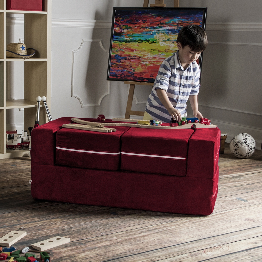 Kids Cubblie Red Convertible Loveseat and Ottoman - Thumbnail - Image 6