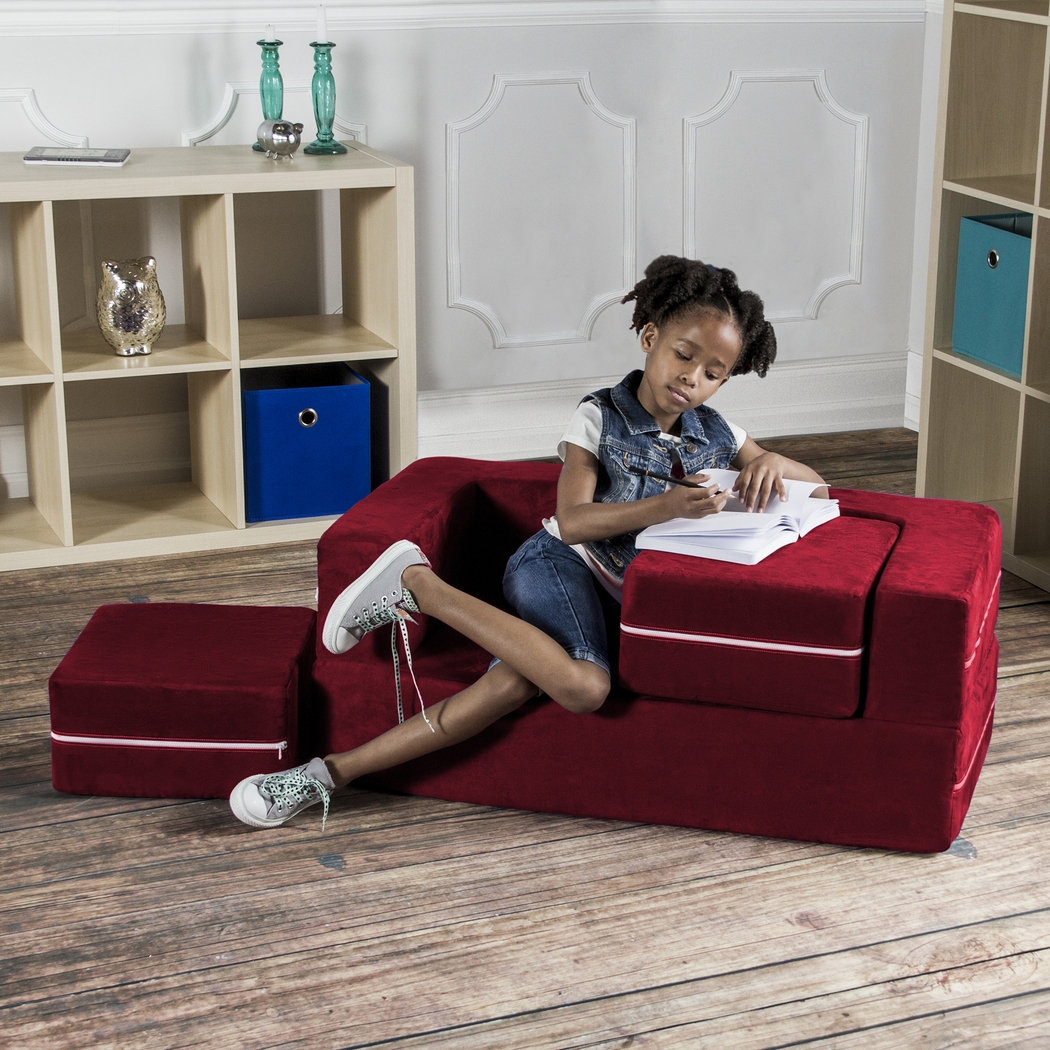 Kids Cubblie Red Convertible Loveseat and Ottoman - Thumbnail - Image 7