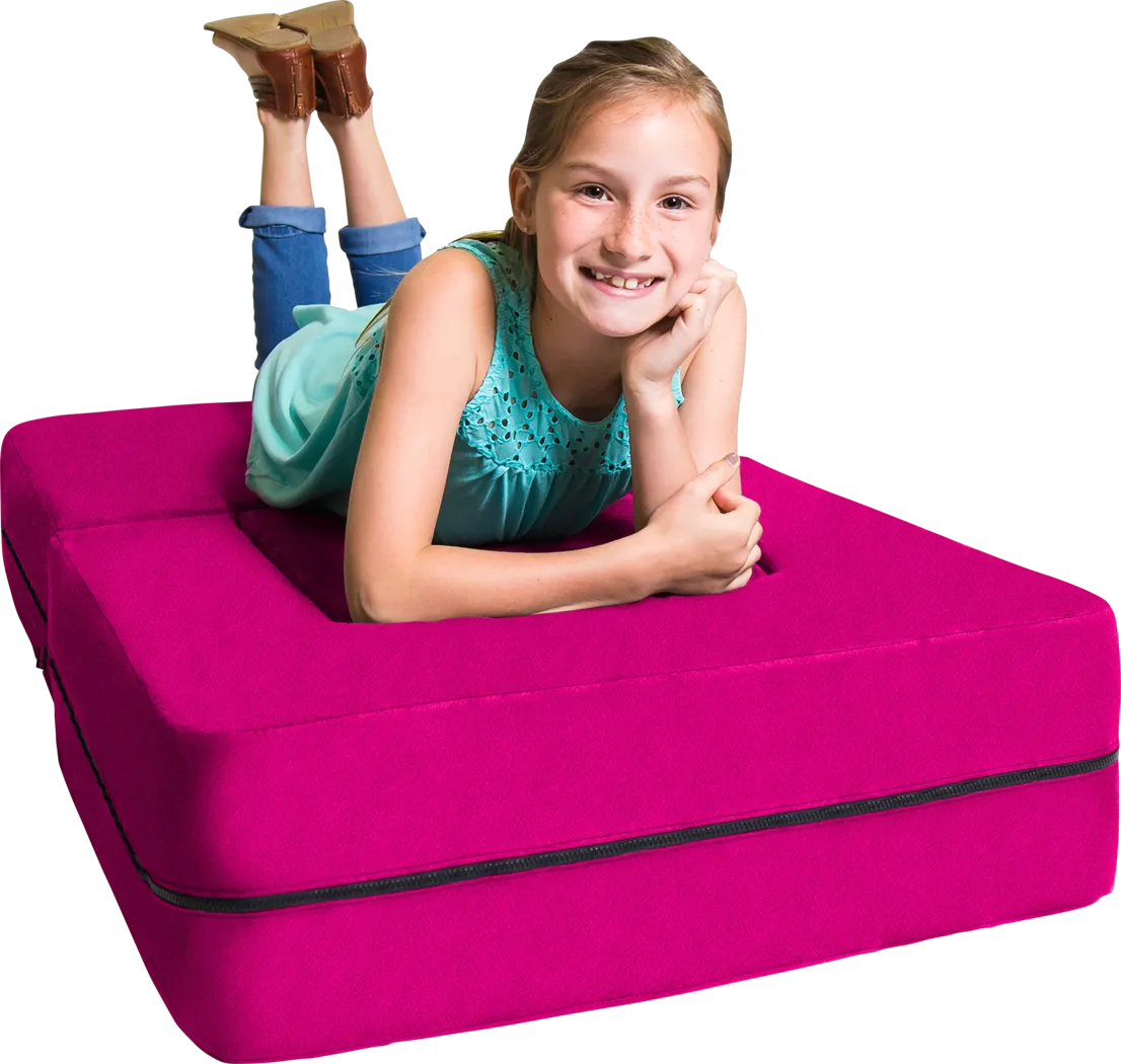 Kids Cubelax Fuchsia Convertible Chair and Ottoman - Thumbnail - Image 8
