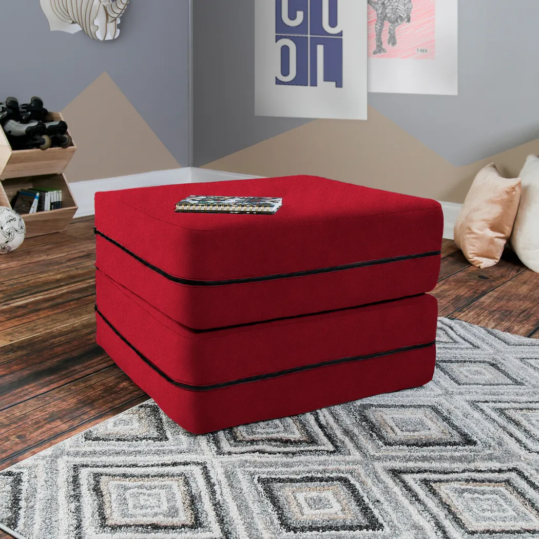 Kids Cubelax Red Convertible Chair and Ottoman - Thumbnail - Image 5