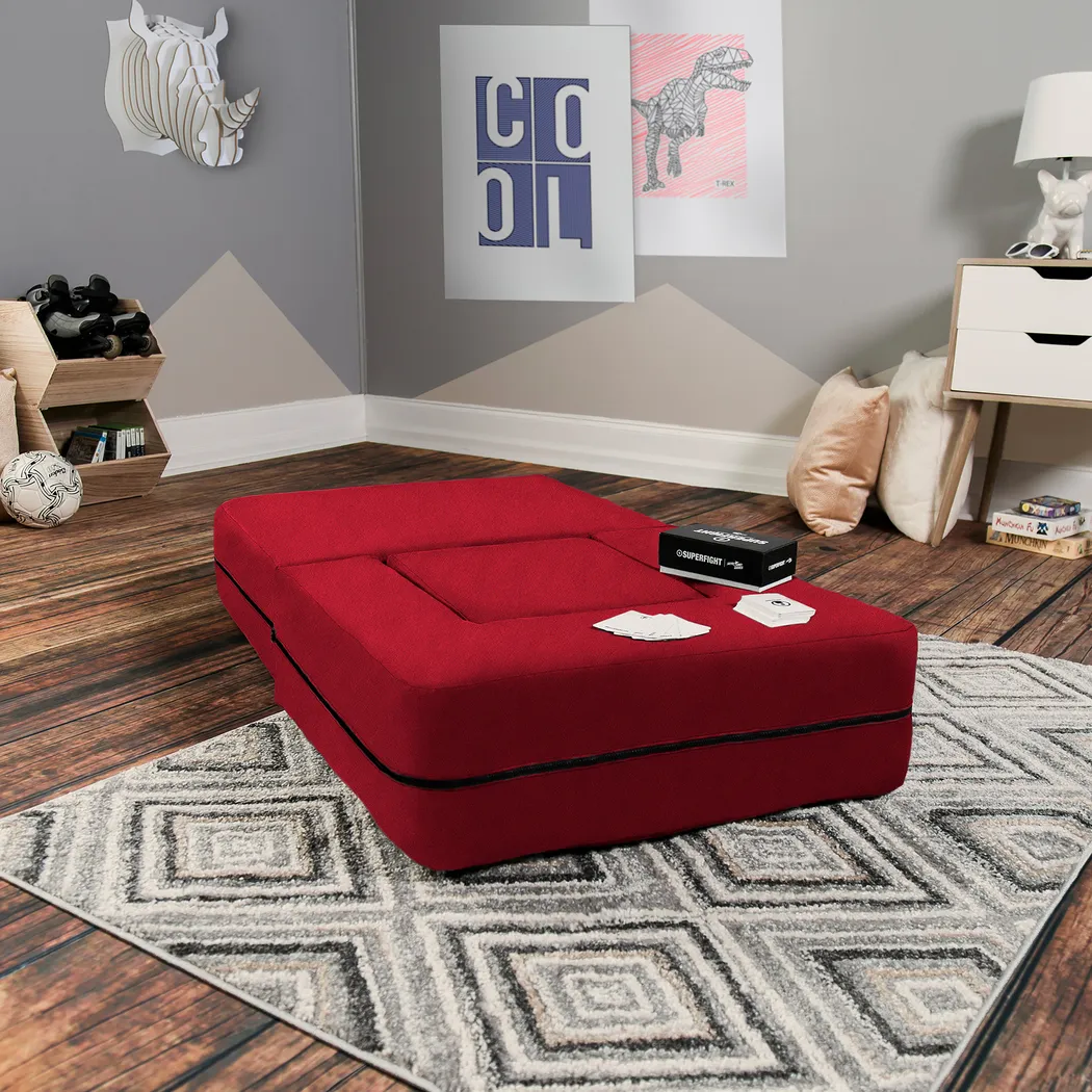 Kids Cubelax Red Convertible Chair and Ottoman - Thumbnail - Image 6