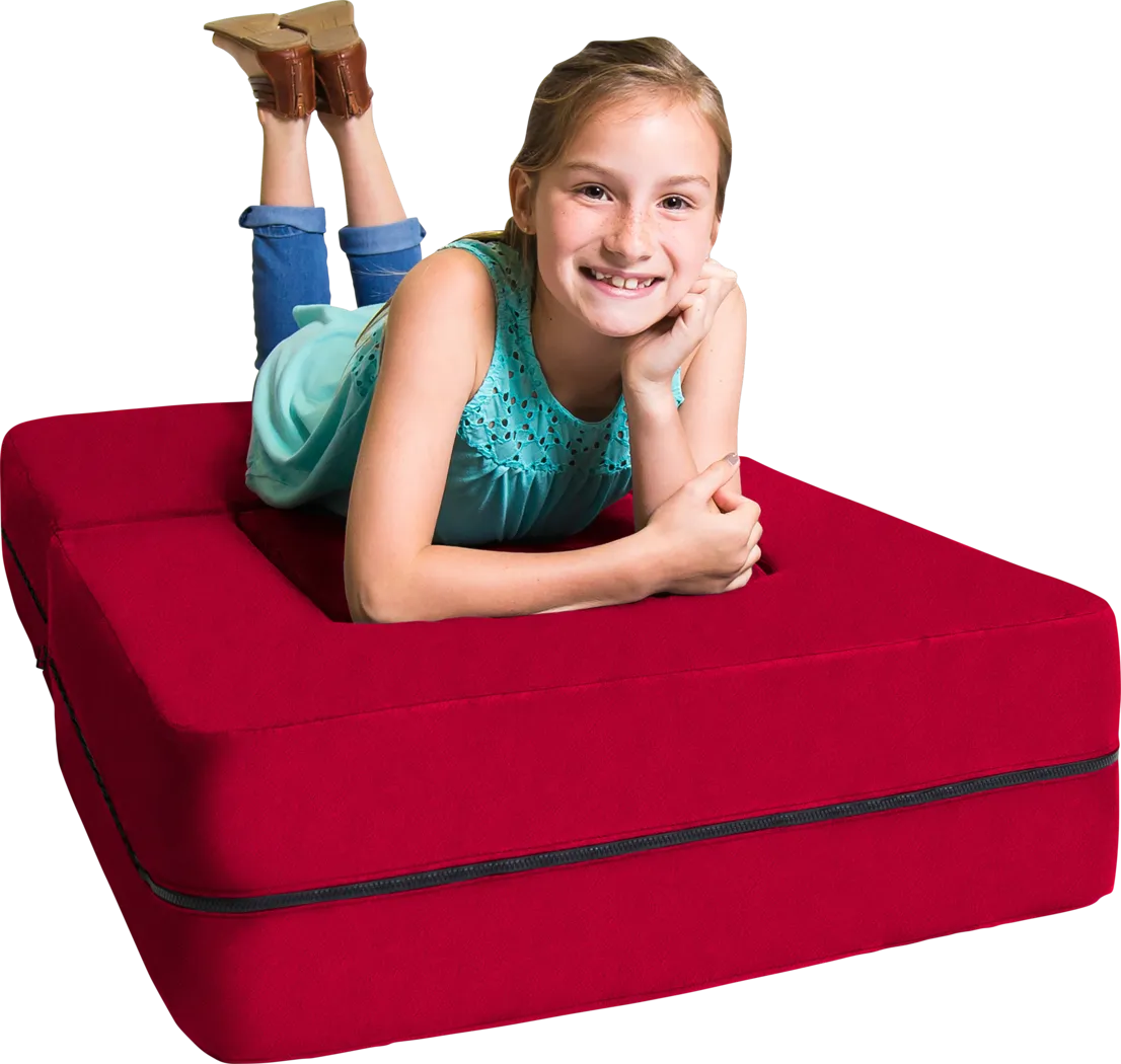 Kids Cubelax Red Convertible Chair and Ottoman - Thumbnail - Image 8