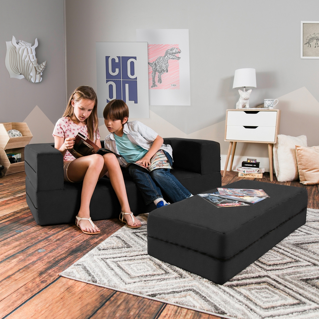 Kids Cubex Black Convertible Sofa and Ottoman - Thumbnail - Image 2