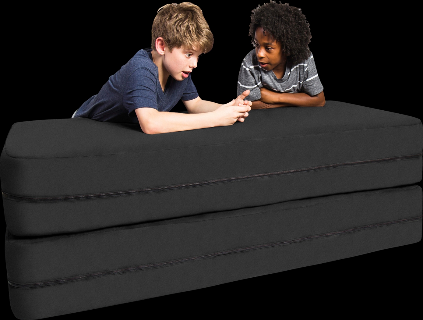 Kids Cubex Black Convertible Sofa and Ottoman - Thumbnail - Image 1
