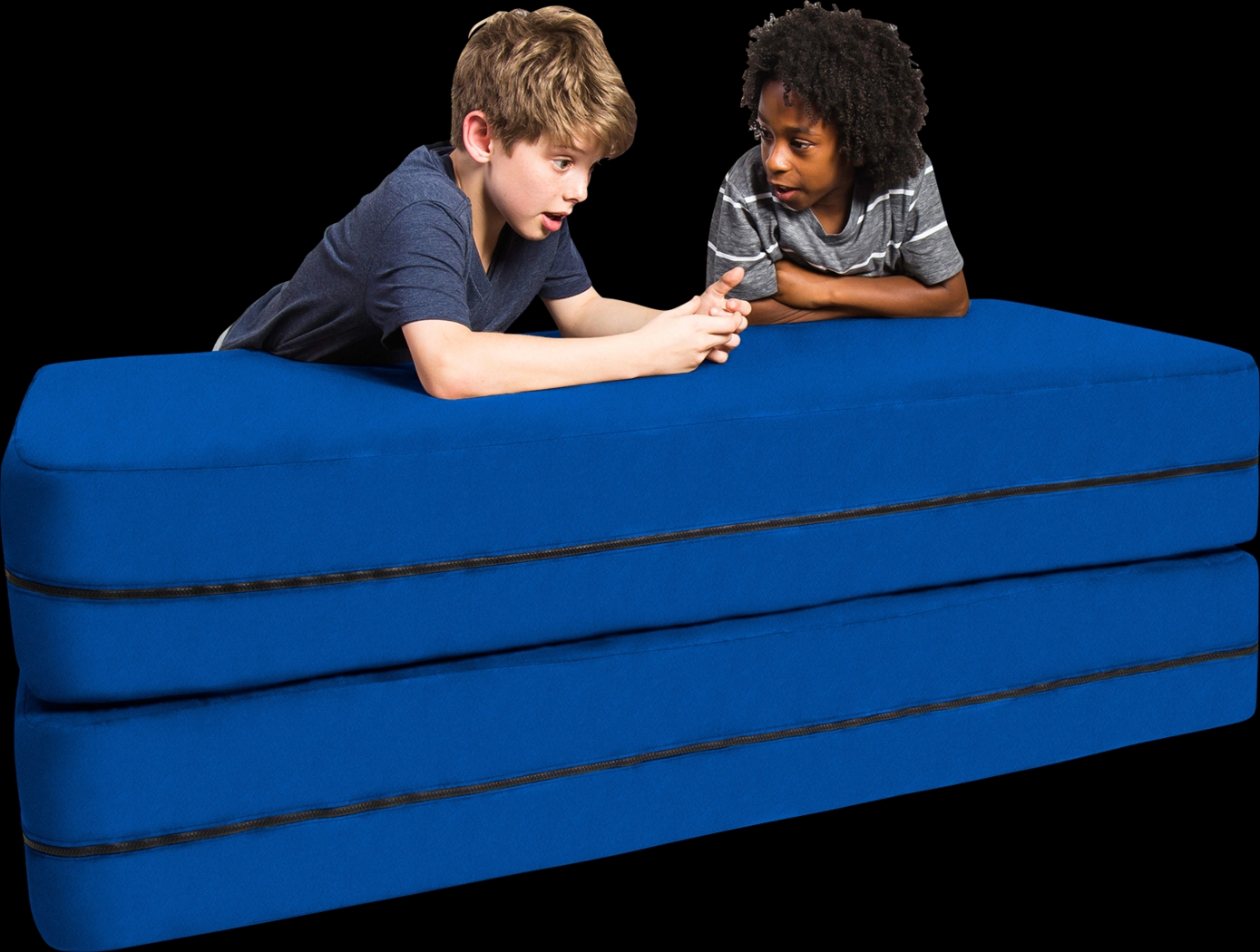 Kids Cubex Blue Convertible Sofa and Ottoman - Thumbnail - Image 1