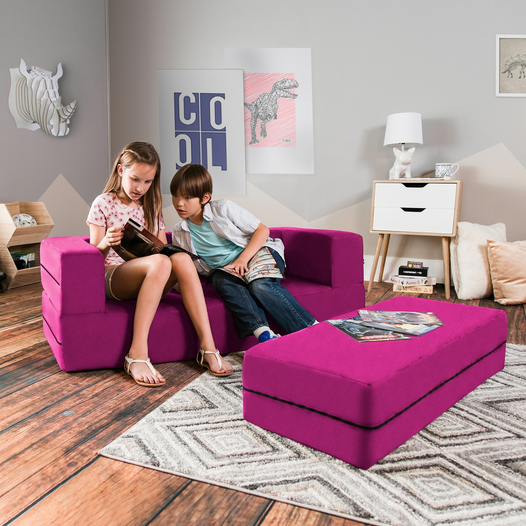 Kids Cubex Pink Convertible Sofa and Ottoman - Thumbnail - Image 2