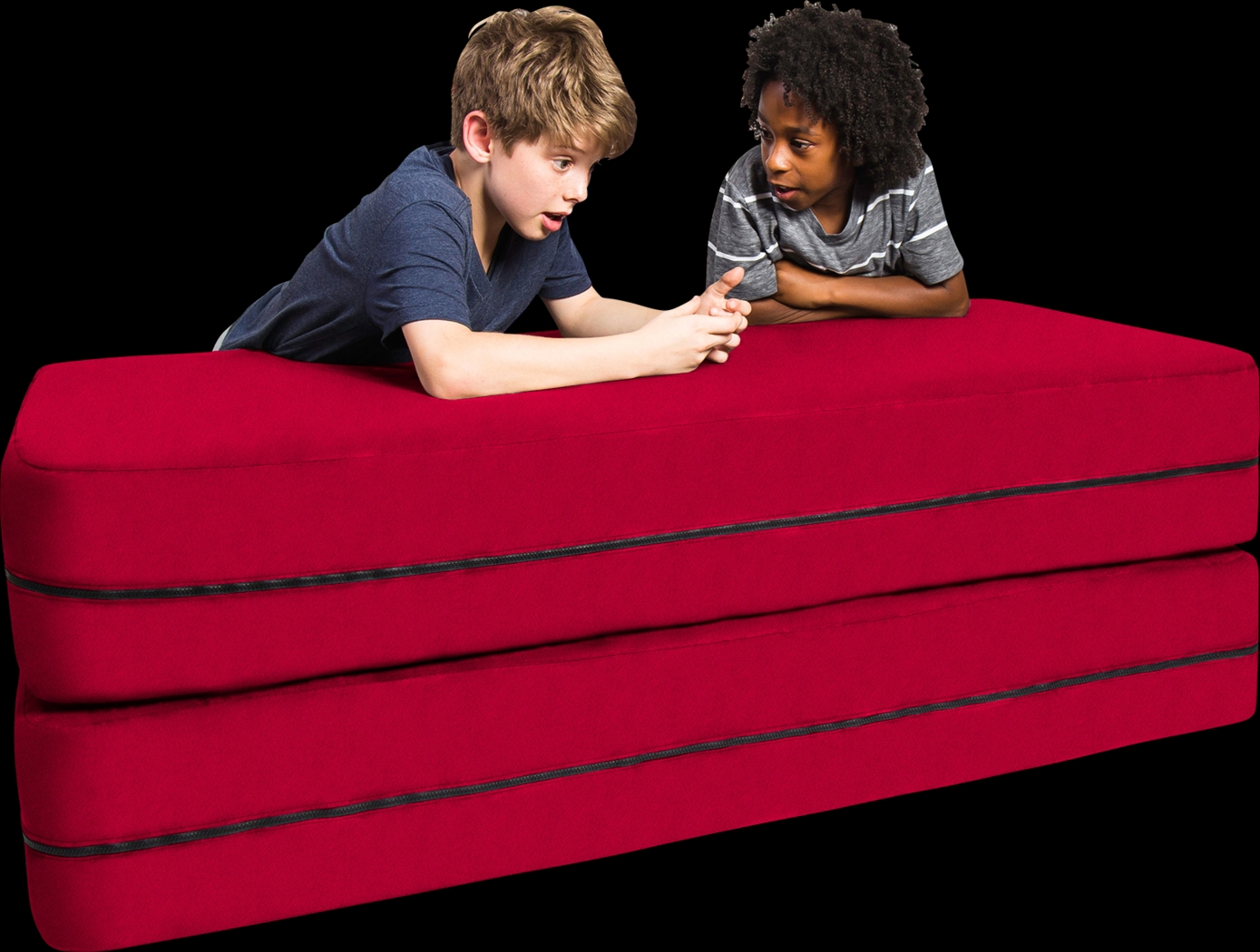 Kids Cubex Red Convertible Sofa and Ottoman - Thumbnail - Image 1