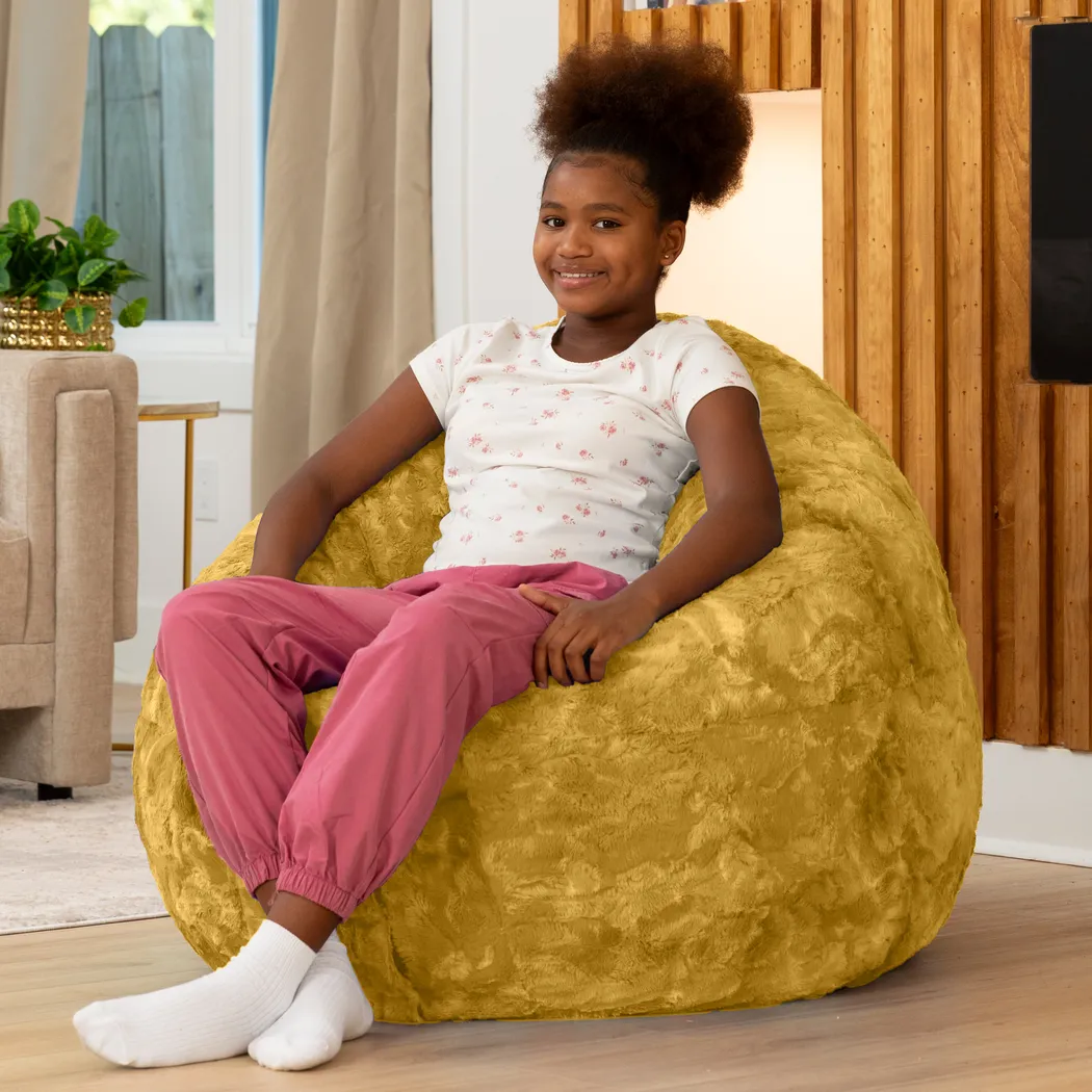 Kids Cuddler Cocoon Gold Bean Bag Lounger - Thumbnail - Image 5