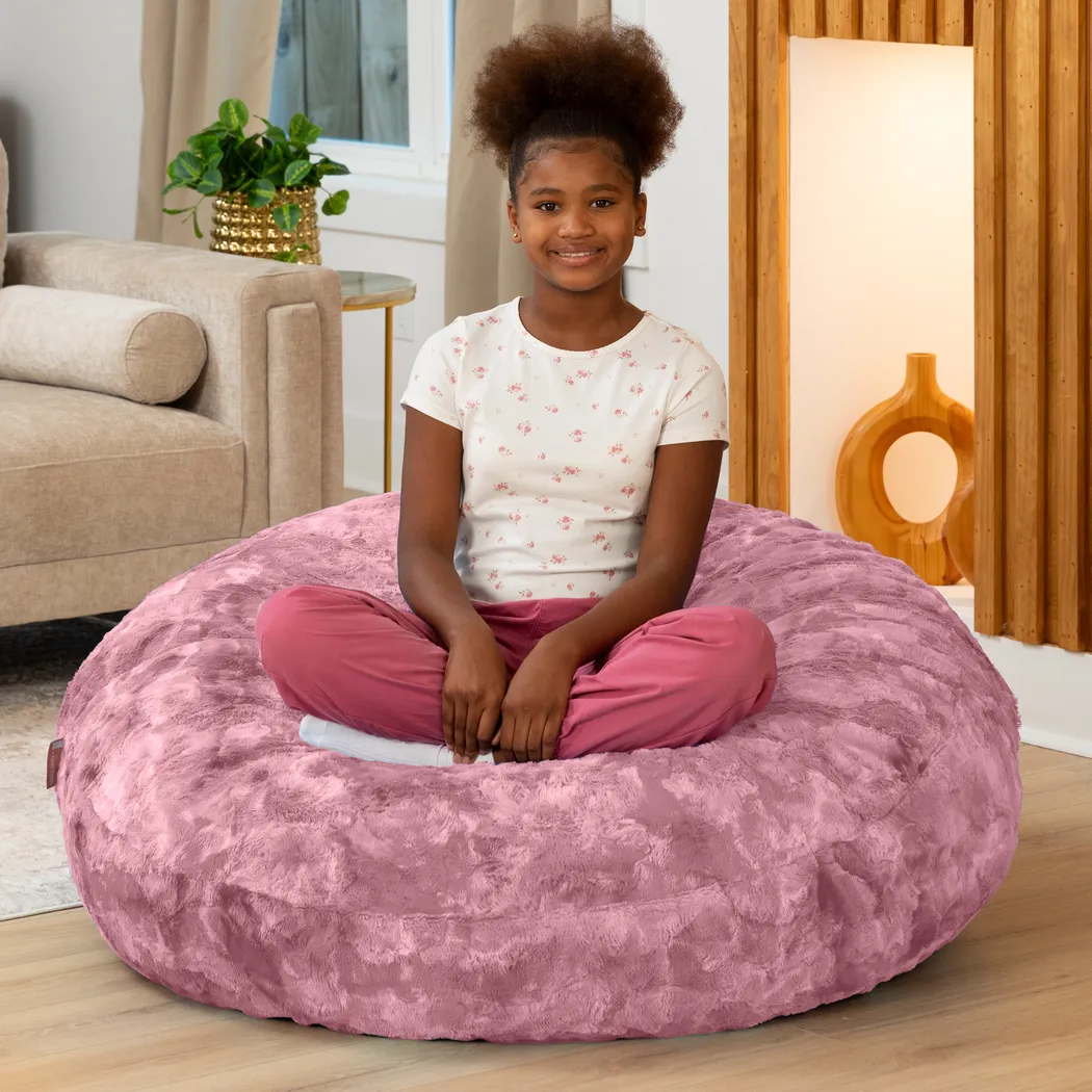 Kids Cuddler Cocoon Pink Bean Bag Lounger - Thumbnail - Image 4