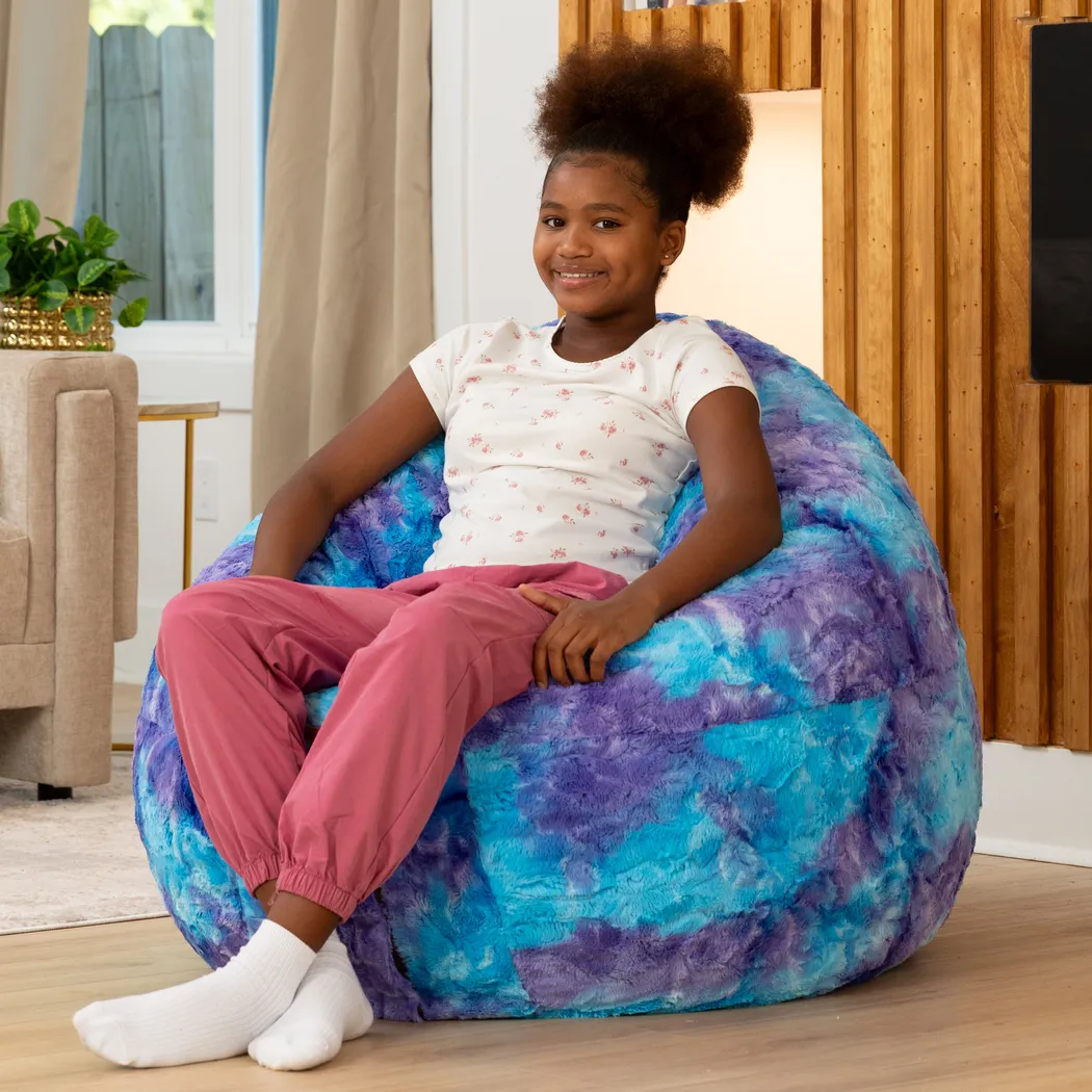 Kids Cuddler Cocoon Tie-Die Purple Bean Bag Lounger - Thumbnail - Image 5