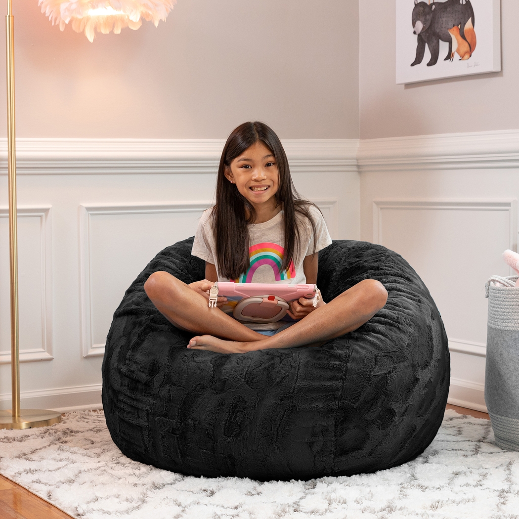 Kids Cushy Cloud Black Bean Bag Chair - Thumbnail - Image 3