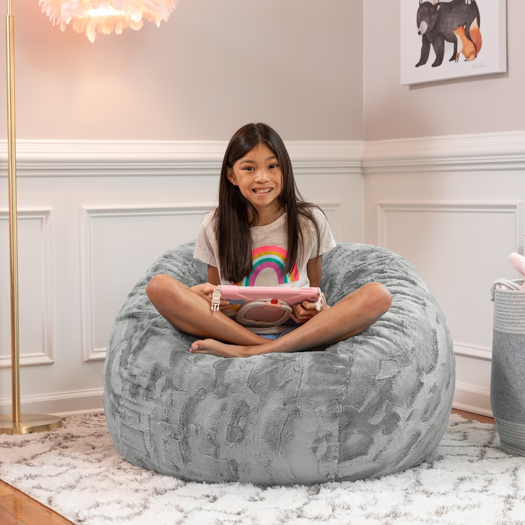Kids Cushy Cloud Gray Bean Bag Chair - Thumbnail - Image 3