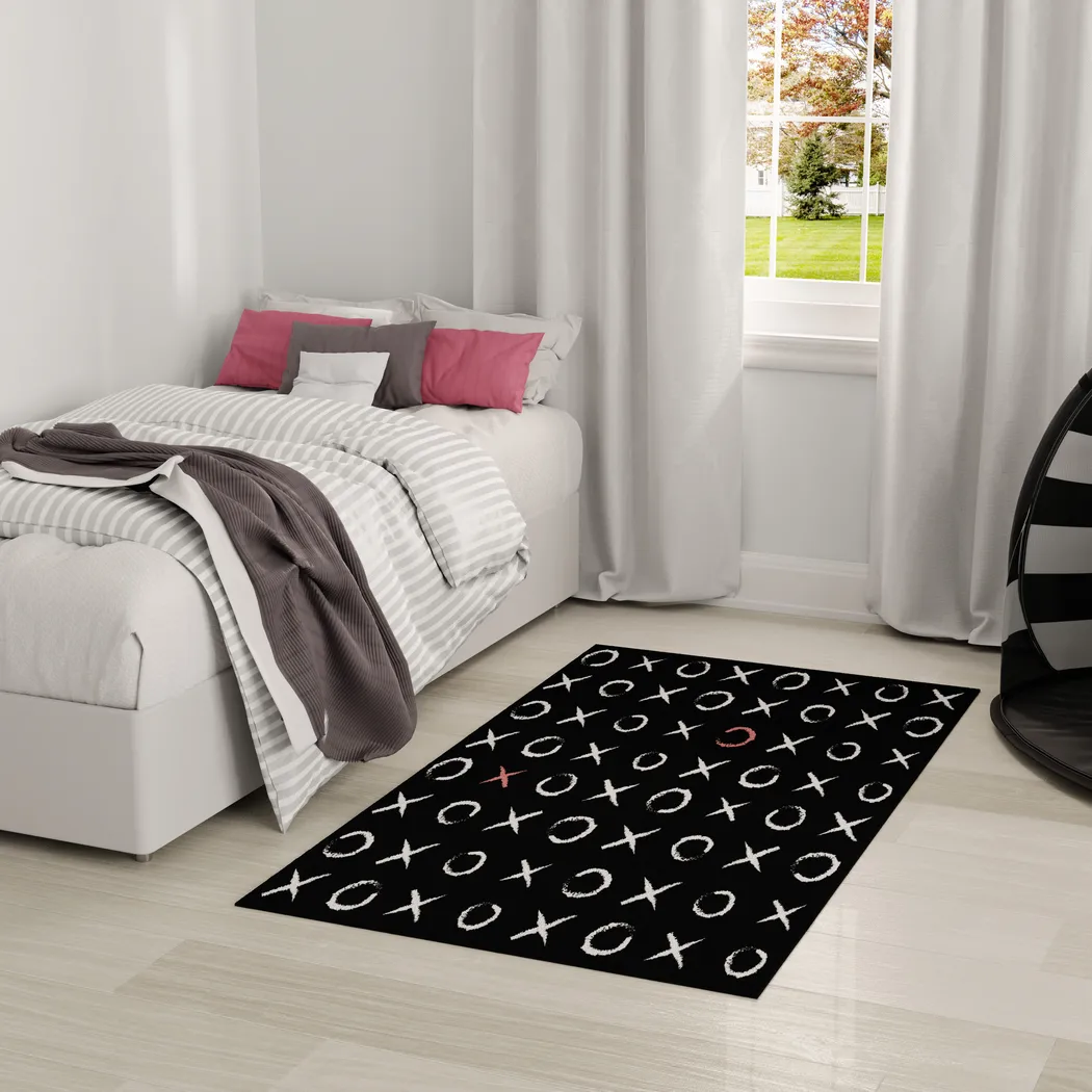 Kids Cute Hugs Black 3'5 x 5' Rug - Thumbnail - Image 2