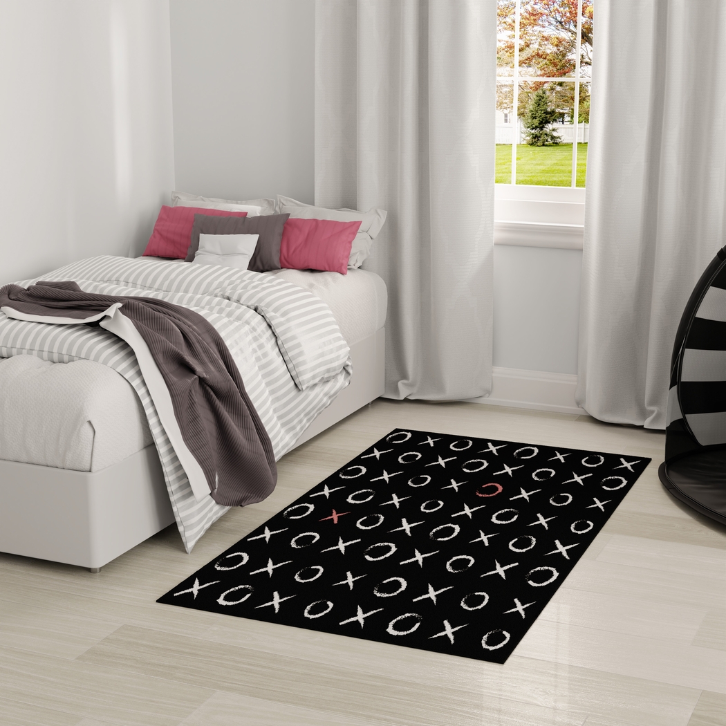 Kids Cute Hugs Black 5' x 7' Rug - Thumbnail - Image 2