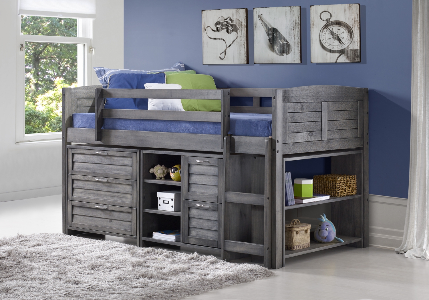 Kids Daintree Gray Twin Jr. Loft Bed with Drawers - Thumbnail - Image 3