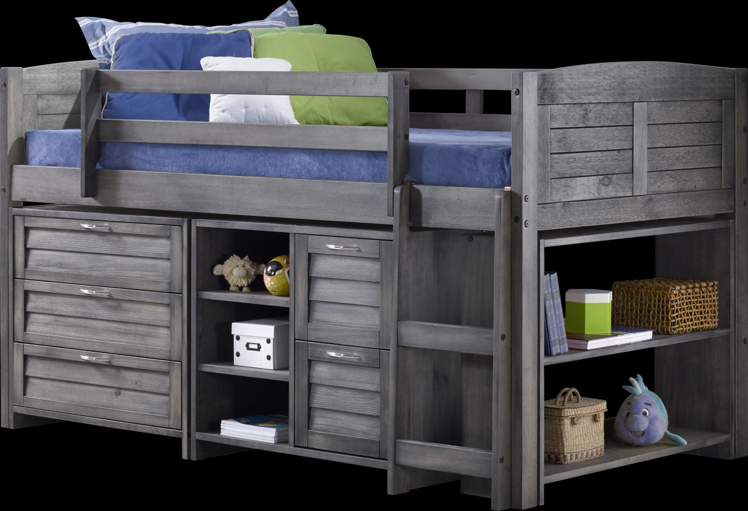 Kids Daintree Gray Twin Jr. Loft Bed with Drawers - Thumbnail - Image 1