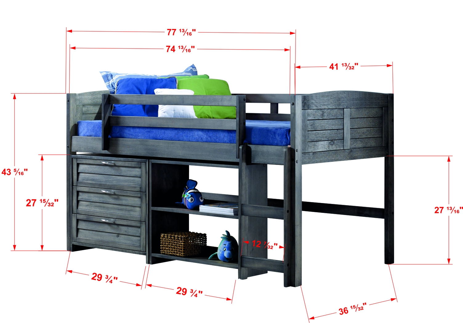 Kids Daintree Gray Twin Jr. Loft Bed - Thumbnail - Image 3