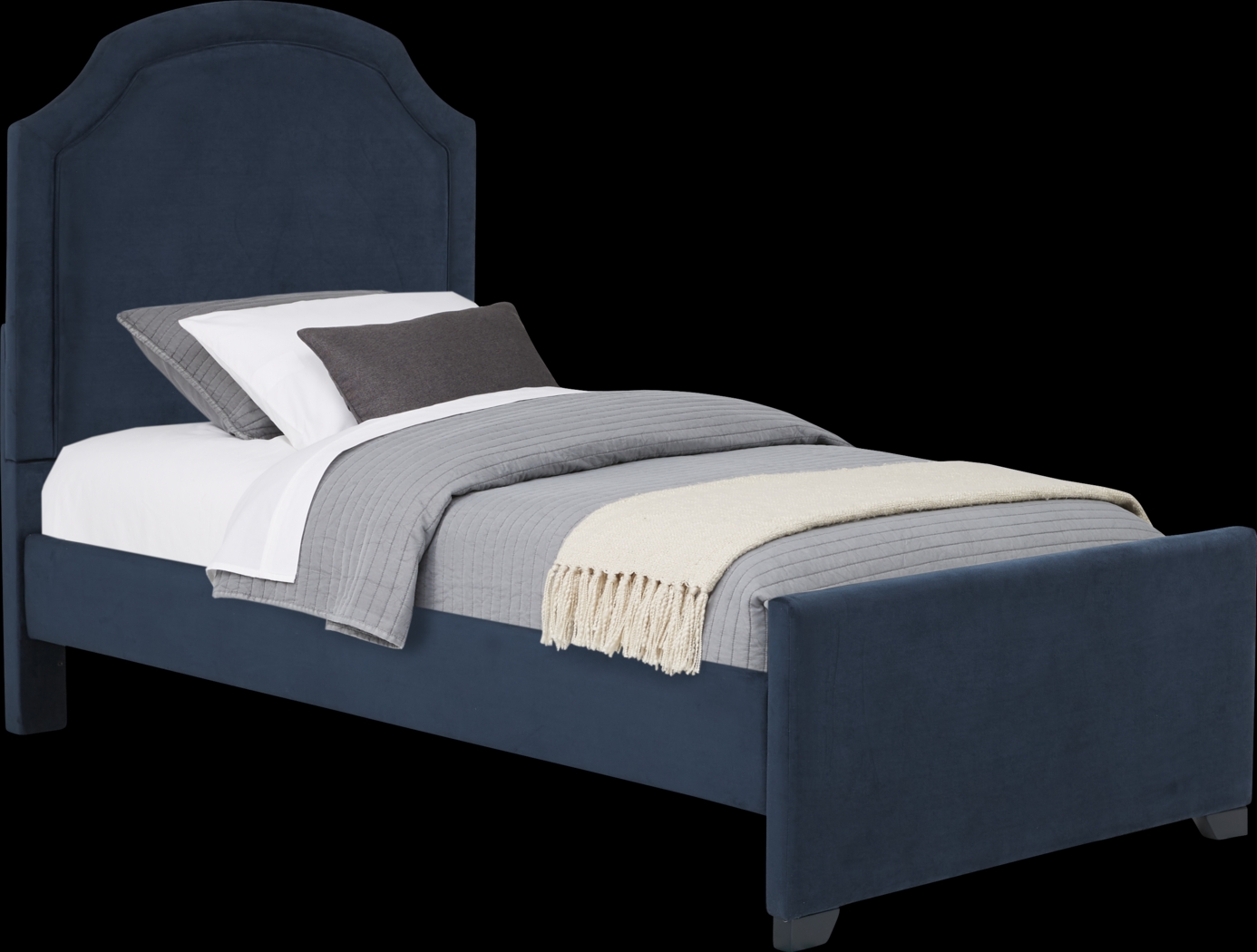 Kids Dakotah Navy Twin Upholstered Bed - Thumbnail - Image 1