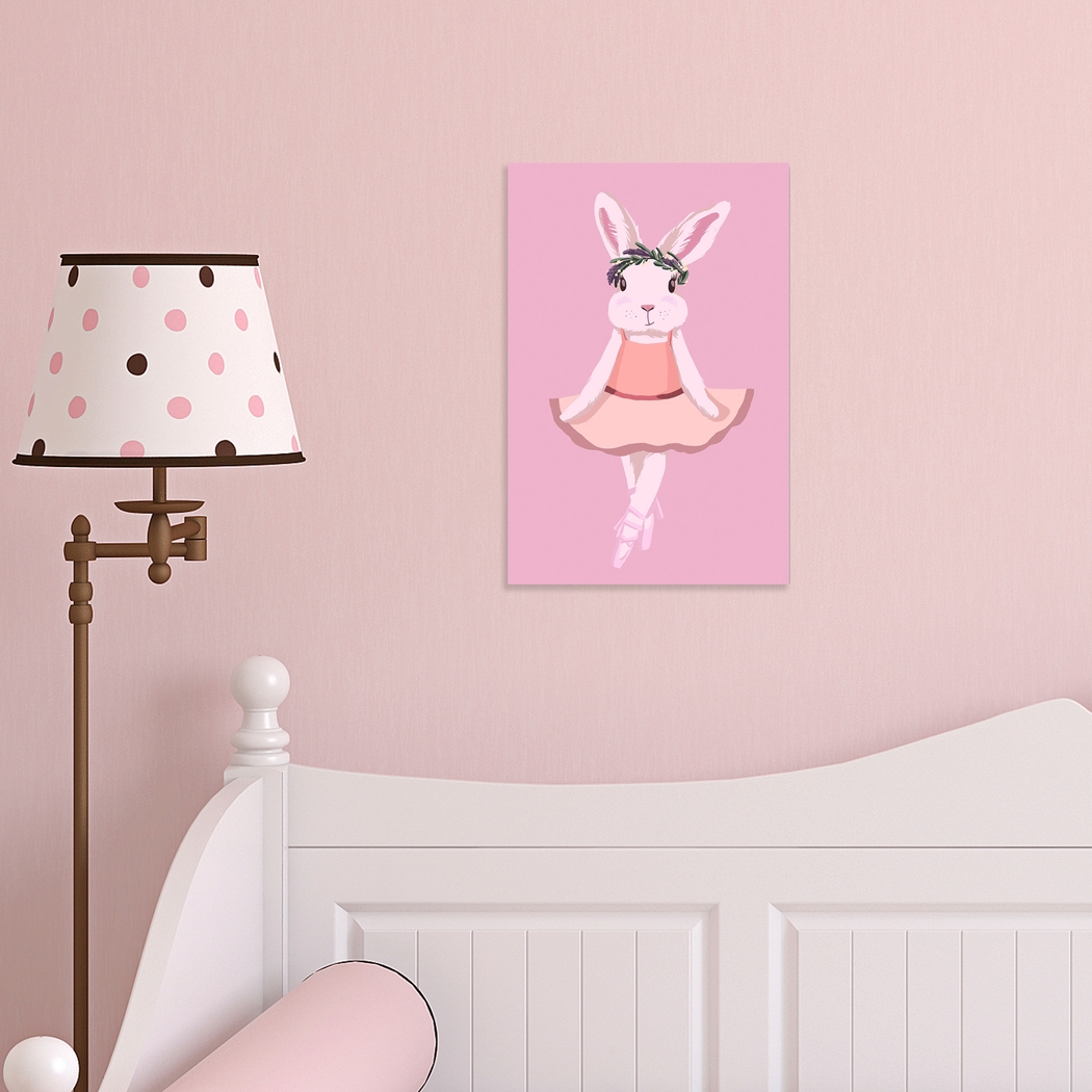 Kids Dancing Ballerina Bunny Pink Small Wall Art - Thumbnail - Image 3