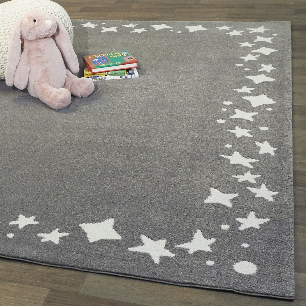 Kids Dazzle Stars Gray 5'3 x 7' Rug - Thumbnail - Image 2