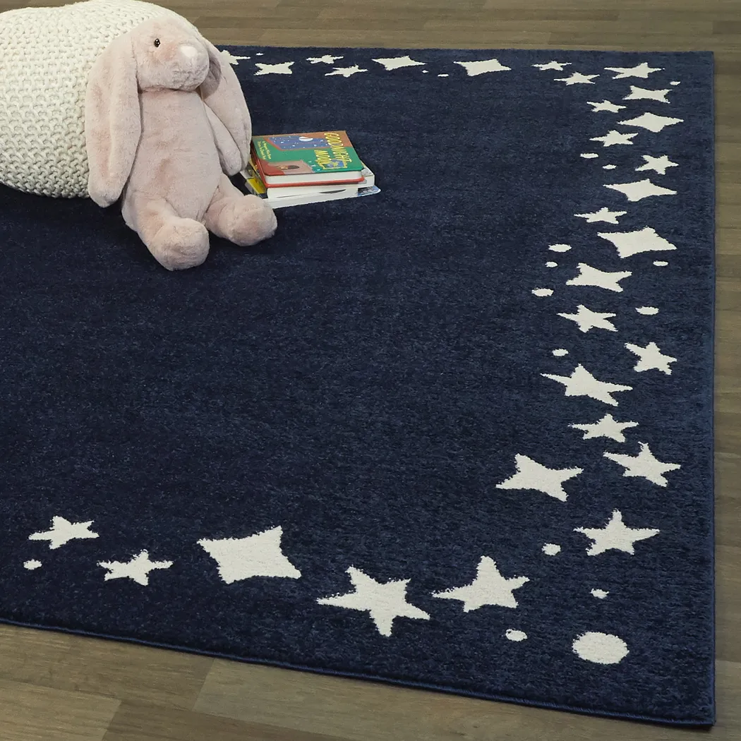 Kids Dazzle Stars Navy 5'3 x 7' Rug - Thumbnail - Image 2