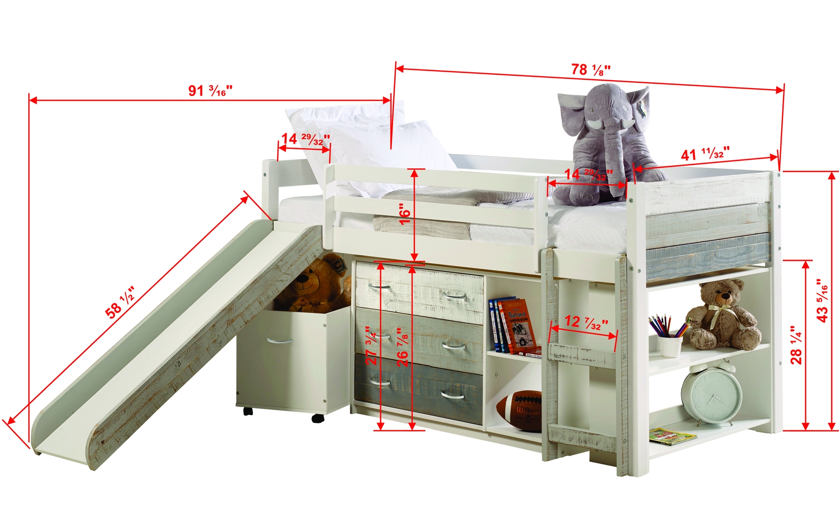 Kids Debuel White Twin Loft Bed - Thumbnail - Image 3