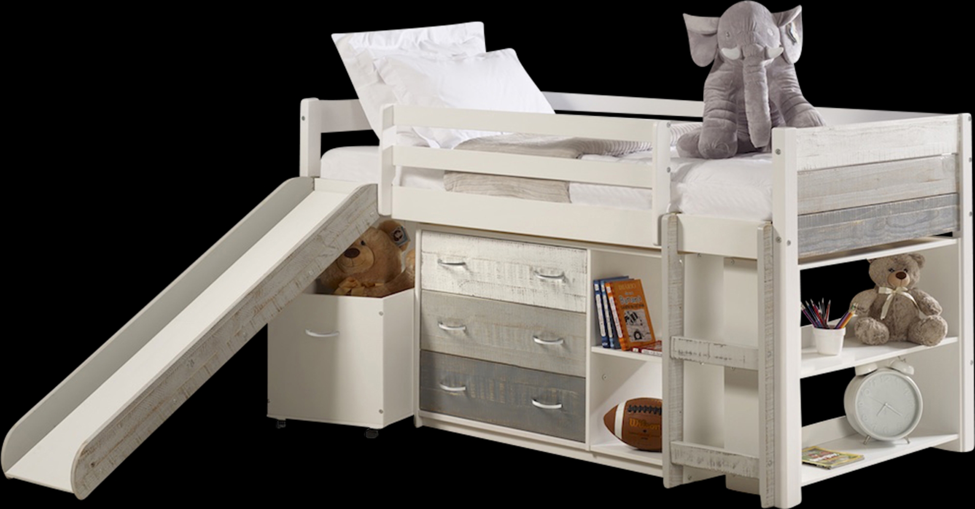 Kids Debuel White Twin Loft Bed - Thumbnail - Image 1