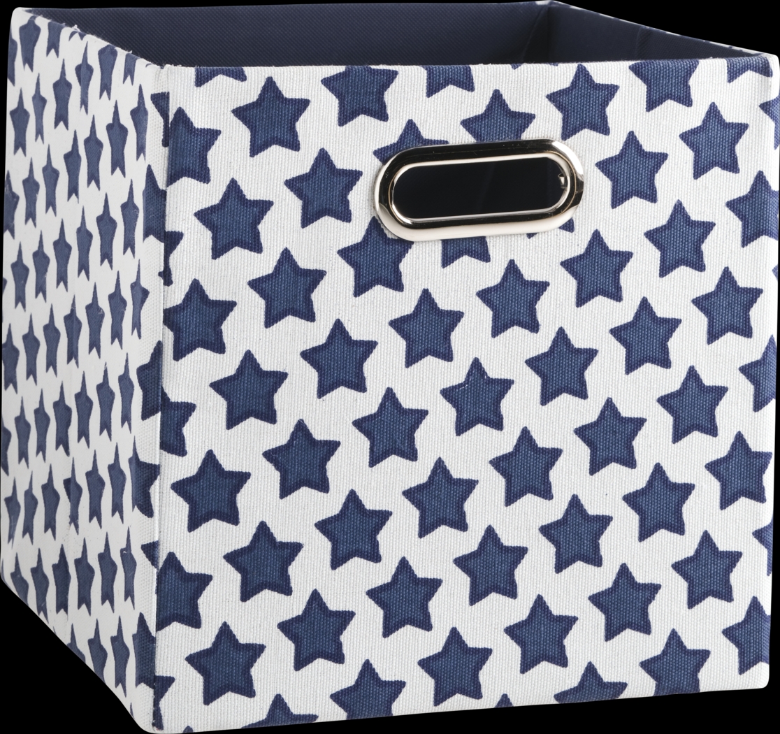 Kids Decorative Baseball Stars White Square Storage Bin - Thumbnail - Image 1