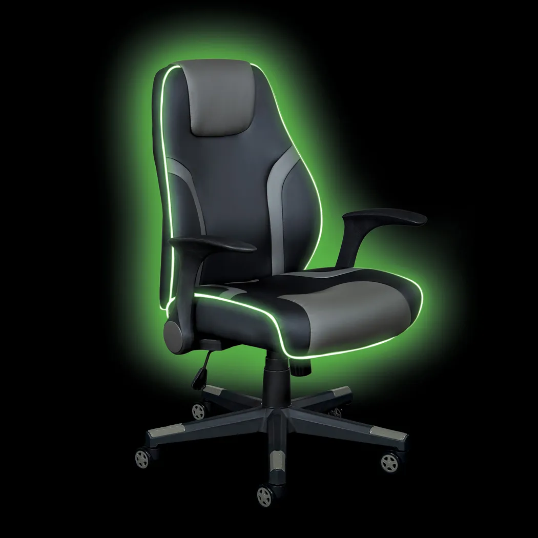 Kids Delenn Black/Gray LED Gaming Chair - Thumbnail - Image 2