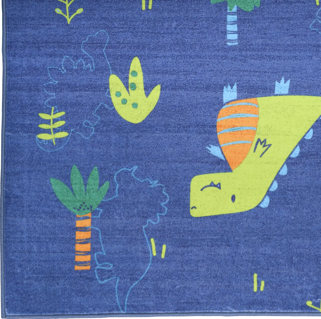 Kids Dino Jungle Navy 3'5 x 5' Rug - Thumbnail - Image 4
