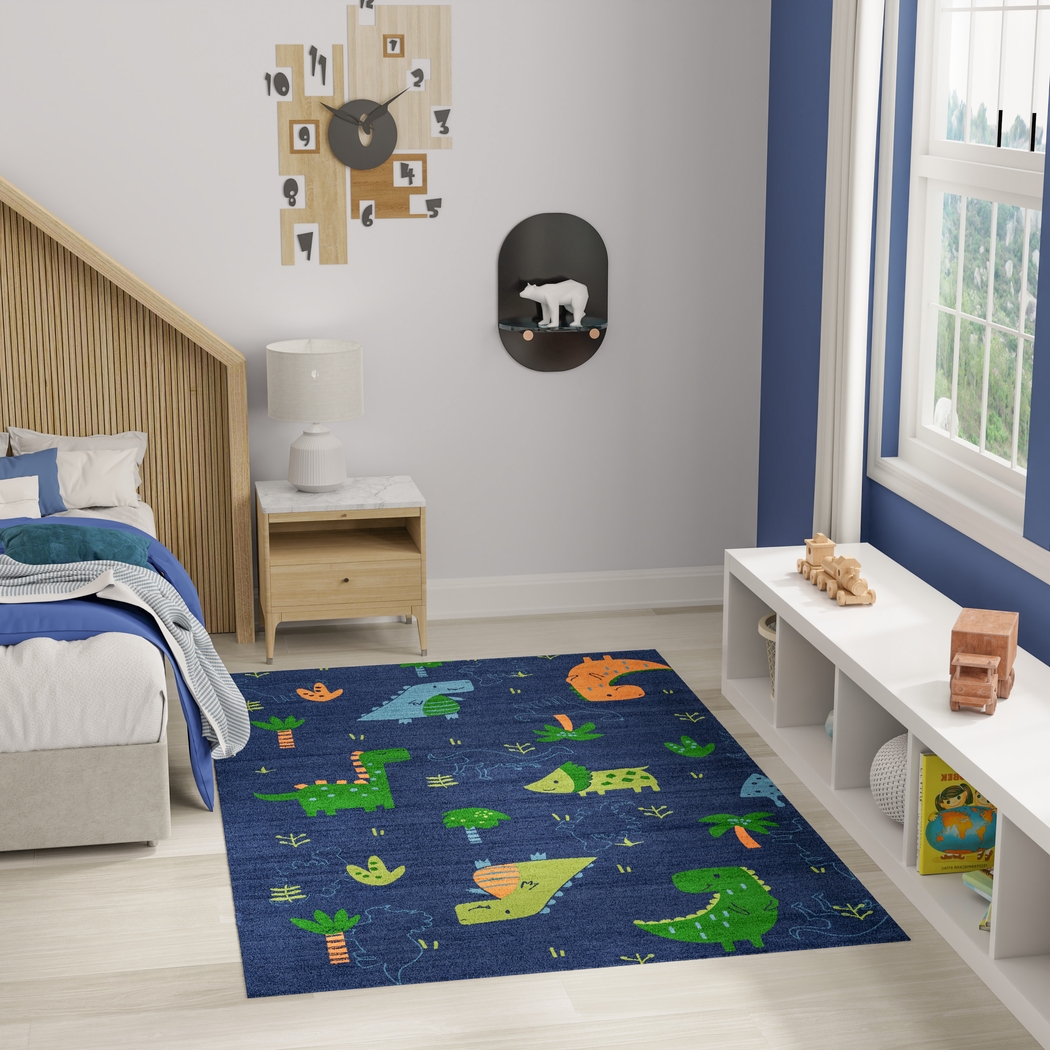 Kids Dino Jungle Navy 4' x 6' Rug - Thumbnail - Image 2