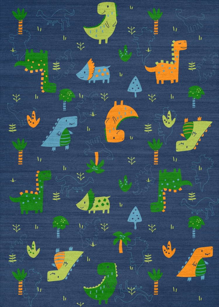 Kids Dino Jungle Navy 4' x 6' Rug - Thumbnail - Image 1