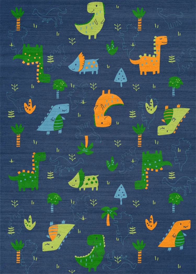 Kids Dino Jungle Navy 5' x 7' Rug - Thumbnail - Image 1